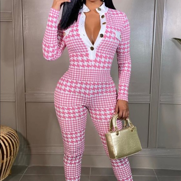 Pants - Pink/white Jumpsuit